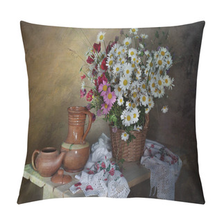 Personality  Still Life With Flowers, Antique Household Items . Pillow Covers