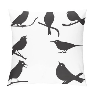 Personality  Bird Silhouettes, Bird On Branch, Vector Collection Pillow Covers