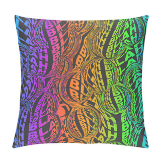 Personality  Warped Words Wavy Rainbow Type Seamless Pattern Pillow Covers