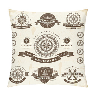 Personality  Vintage Nautical Labels And Badges Pillow Covers