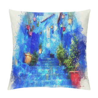 Personality  Chefchaouen, A City With Blue Painted Houses. A City With Narrow, Beautiful, Blue Streets. Pillow Covers