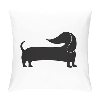 Personality  Cute Wiener Dog Silhouette Isolated On White Background Pillow Covers