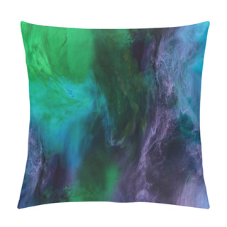 Personality  Artistic Texture With Blue, Purple And Green Paint Swirls Looks Like Space Pillow Covers