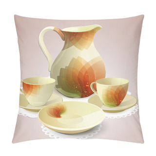Personality  Illustration Of Coffee Set Or Tea Set Pillow Covers