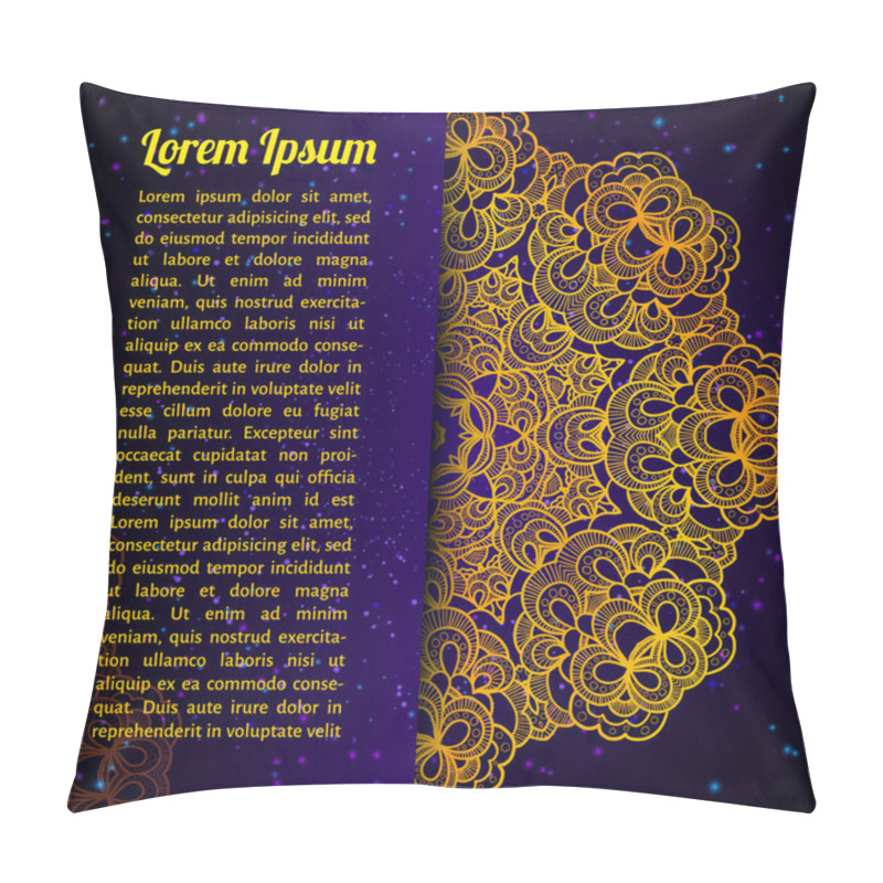 Personality  Background with gold lace circular ornament and place for text pillow covers