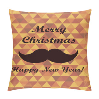 Personality  Retro Merry Christmas And New Years Card. Vintage Style. Pillow Covers