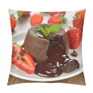 Personality  Cake With Chocolate And Strawberries Pillow Covers
