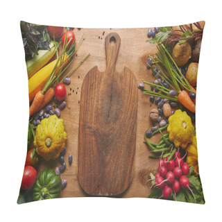 Personality  Cutting Board With Summer Vegetables On Wooden Table Pillow Covers