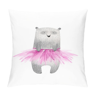 Personality  Cute Panda Ballerina. Watercolor Kids Illustration Pillow Covers