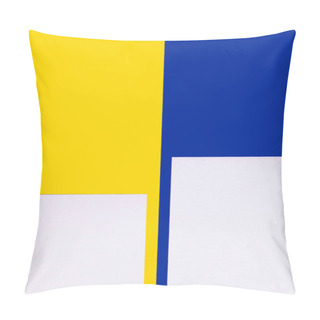Personality  Light Lavender Paper Sheets On Blue And Yellow Background, Ukrainian Concept Pillow Covers