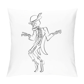 Personality Dancing Corpse. Black Lineart Isolated On White. Pillow Covers
