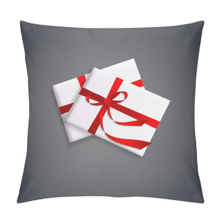Personality  Vector Illustration Of Gift Boxes With Red Ribbon. Pillow Covers