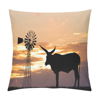 Personality  Ox At Sunset Pillow Covers