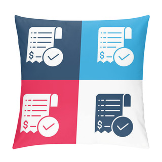 Personality  Bill Blue And Red Four Color Minimal Icon Set Pillow Covers