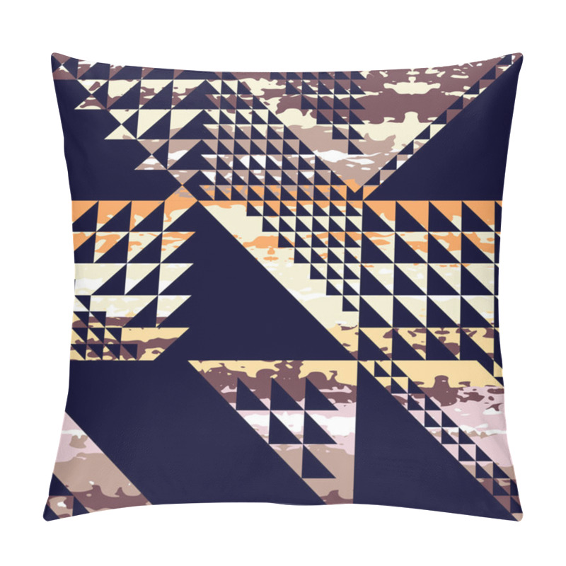 Personality  Vector geometric seamless pattern. Brush strokes.Triangles. Hand drawn grunge texture. Abstract forms pillow covers