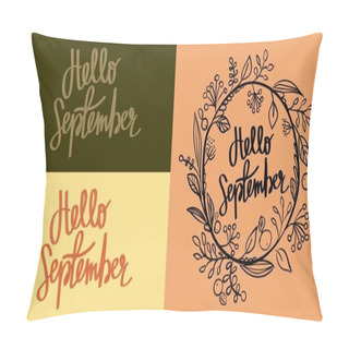 Personality  Hand Lettering Hello September  Pillow Covers