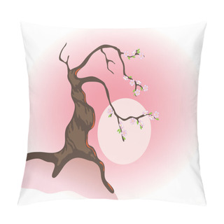 Personality  Flowering Bonsai And The Morning Sun. Pillow Covers