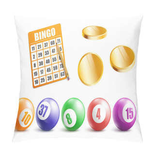 Personality  Realistic Bingo Equipment Set - Card Board, Golden Coin Chips And Balls Pillow Covers