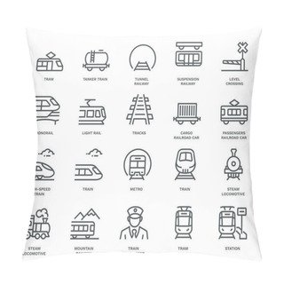 Personality  Rail Transport Icons,  Monoline Concep Pillow Covers