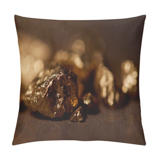 Personality  Selective Focus Of Golden Stones On Blurred Background Pillow Covers