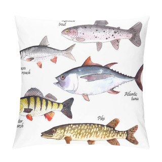 Personality  A Set Of Watercolor Fishes Pillow Covers
