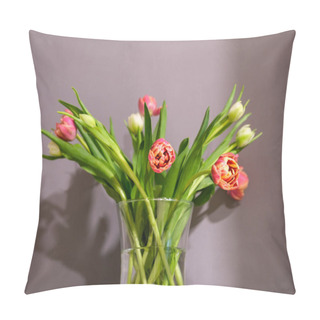 Personality  Golden Hour Hues Ignite The Tulips' Brilliance, Casting A Spell Of Beauty Upon The Sunlit Petals Pillow Covers