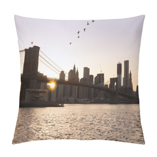 Personality  Brooklyn Bridge Towards Lower Manhattan Pillow Covers