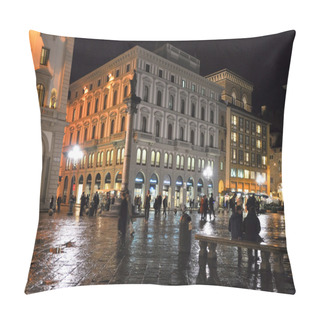Personality  FLORENCE-NOVEMBER 10:Piazza Della Repubblica At Night On November 10,2010 In Florence, Italy. Piazza Della Repubblica Is A City Square In Florence, Italy. Pillow Covers