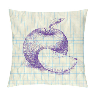 Personality  Sketch Illustration Of Apple On Notebook Paper. Pillow Covers