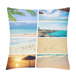 Personality  Collage Photo Sea Travel. Selective Focus.  Pillow Covers