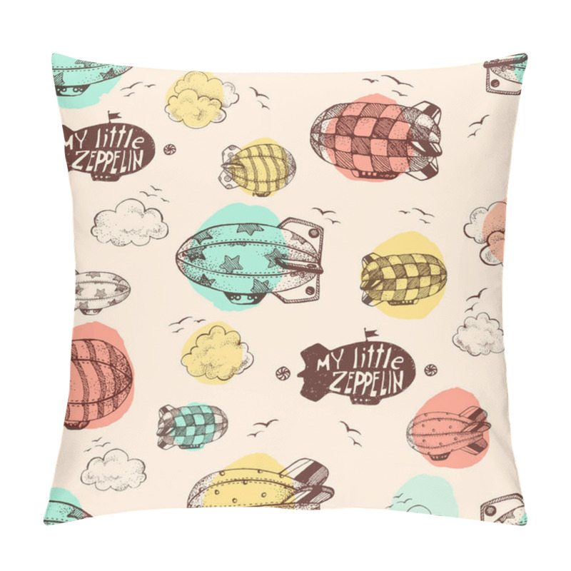 Personality  seamless pattern with cute little airships pillow covers