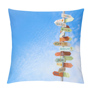 Personality  Travel Traffic Sign And Blue Sky Pillow Covers
