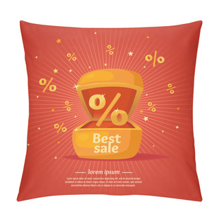 Personality  Best Sale Banner. Gift Box In Cartoon Style Pillow Covers
