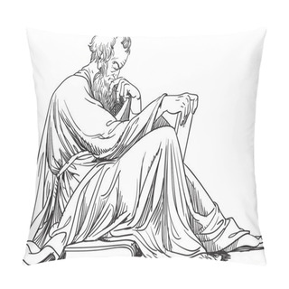 Personality  Epictetus Portrait In Line Art Illustration Pillow Covers