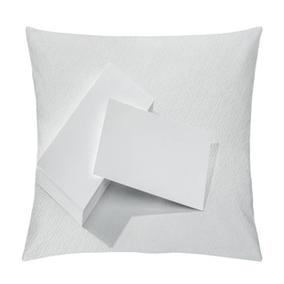 Personality  Blank Cards On White Surface With Copy Space Pillow Covers