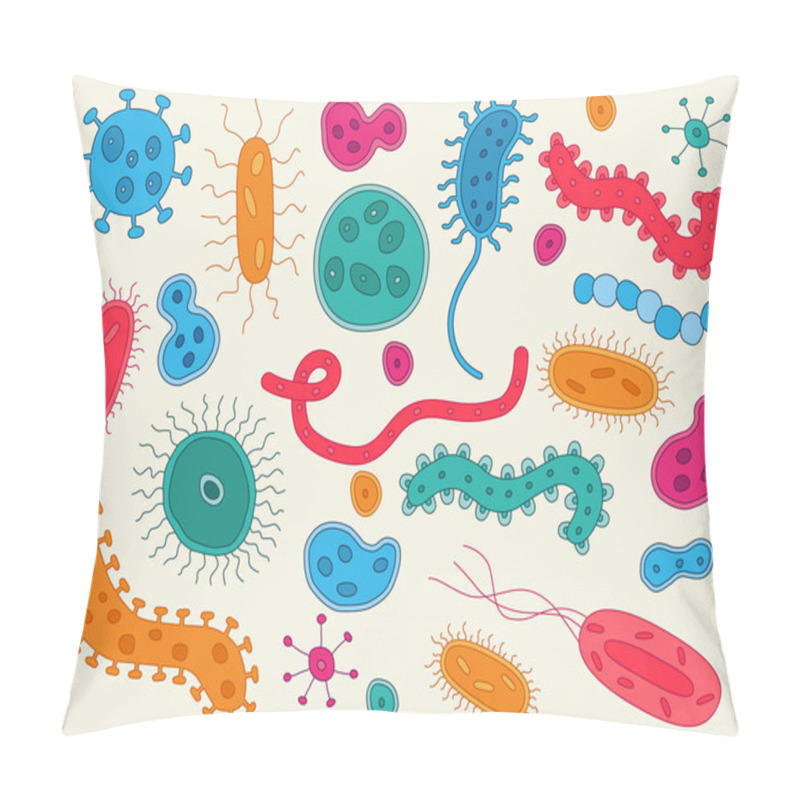 Personality  Colourful Hand Drawn Bacteria Pillow Covers