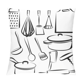 Personality  Illustration With A Set Of Kitchen Utensil Pillow Covers
