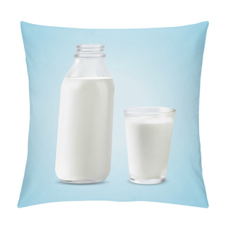 Personality  Vector Illustration Of A Milk Bottle And A Glass Of Milk Pillow Covers