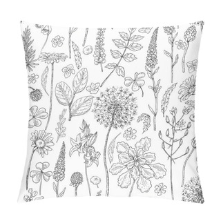 Personality  Seamless Pattern With Wildflowers Pillow Covers
