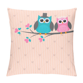 Personality  Two Cute Owls In Love Pillow Covers