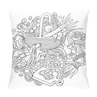 Personality  Food Hand Drawn Raster Doodles Illustration Pillow Covers