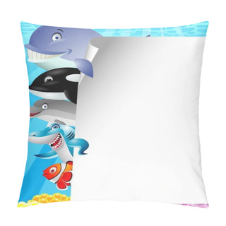 Personality  Sea Life Cartoon With Blank Sign Pillow Covers