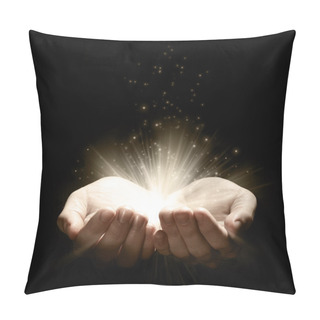 Personality  Holding Hands Open With Glowing Lights Pillow Covers