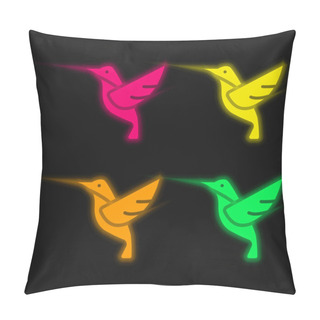 Personality  Bird Four Color Glowing Neon Vector Icon Pillow Covers