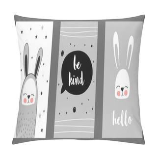 Personality  Cute Rabbit  Vector Print In Scandinavian Style. Set Of Hand Drawn Vector Illustrations For  Cards, Posters, Cards, T-shirts, Book, Textile Pillow Covers