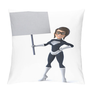 Personality  Fun Superhero Female With Blank Board Pillow Covers