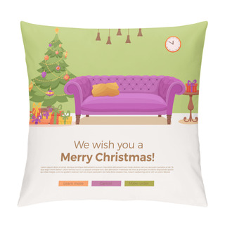 Personality  Christmas Room Interior In Colorful Cartoon Flat Style Pillow Covers