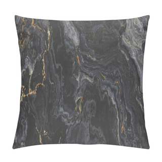 Personality  Black Onyx Marble Pattern With Curly Orange Veins. Abstract Texture And Background. 2D Illustration Pillow Covers