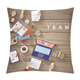 Personality  Working Place Of Creative Team In Flat Design Pillow Covers