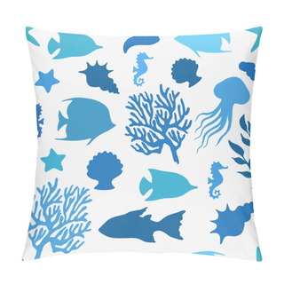 Personality  Sea Life Vector Seamless Pattern  Silhouette. Pillow Covers